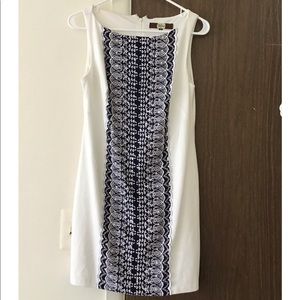 EVA FRANCO white dress with blue accents